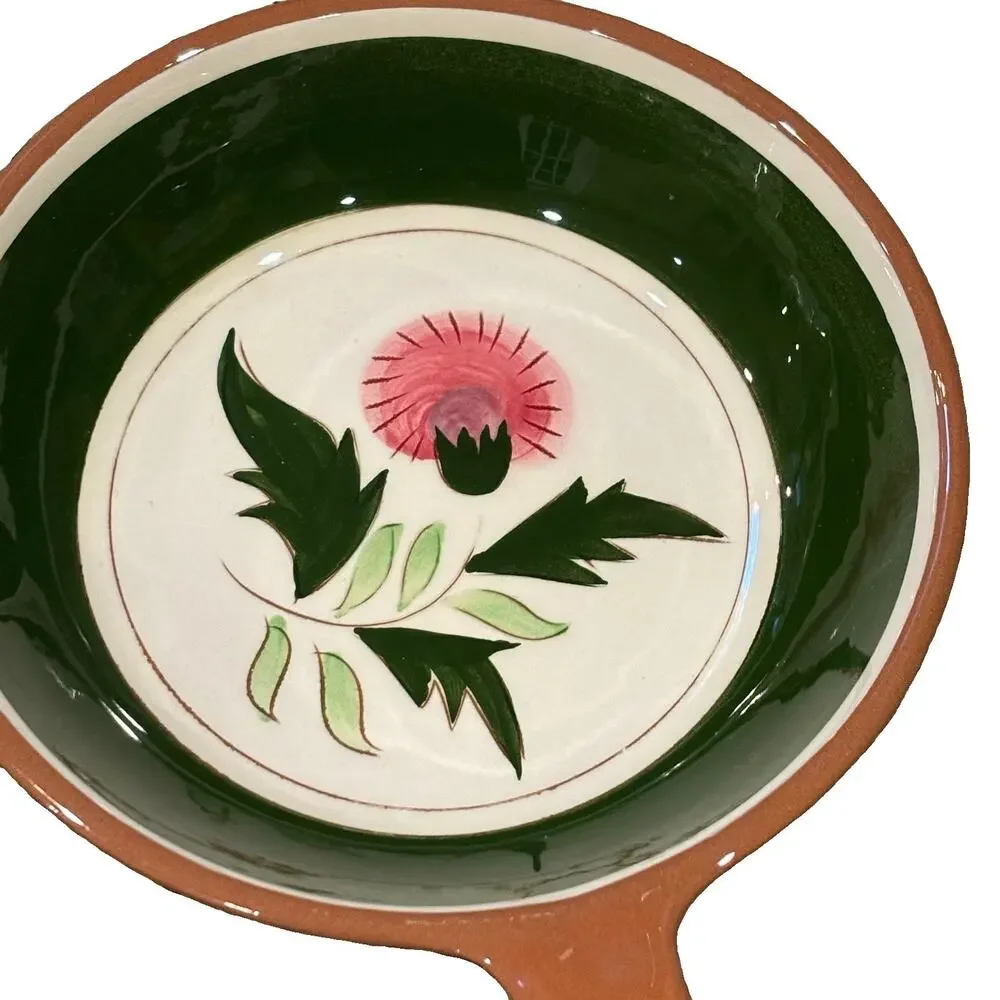 Vintage Stangl Pottery Thistle Pattern (2) Handled Skillets Small & Lg 9